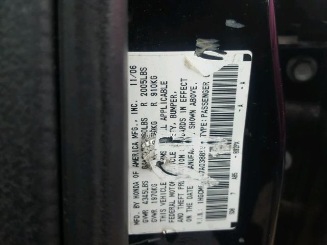 1HGCM66547A038859 - 2007 HONDA ACCORD EX BLACK photo 10