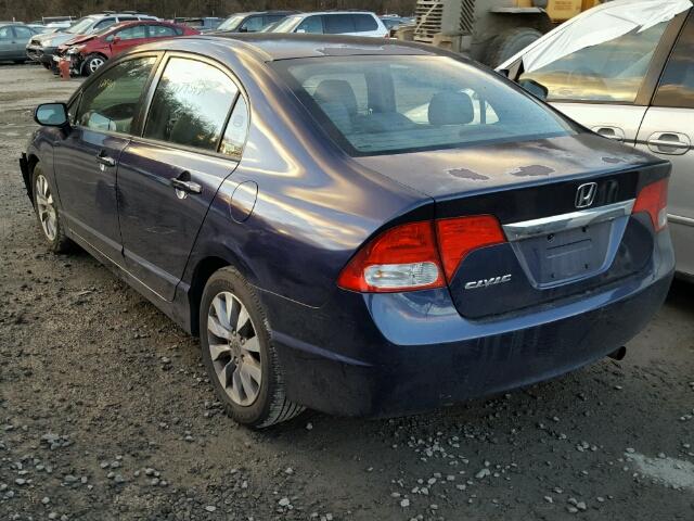 2HGFA16959H510163 - 2009 HONDA CIVIC EXL BLUE photo 3