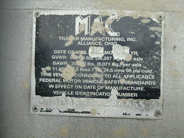 5MADA38282C005589 - 2002 MAC DUMP TRAIL ვერცხლისფერი ფოტო 10