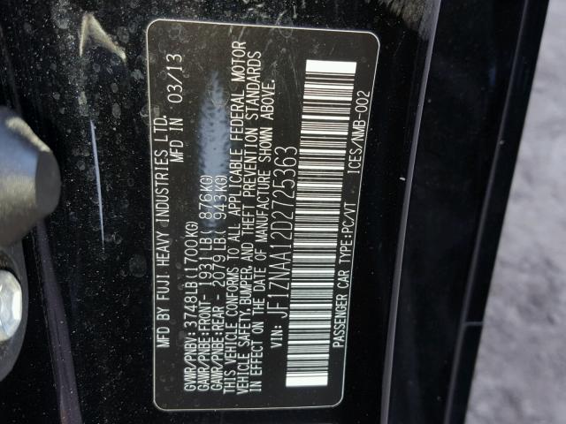 JF1ZNAA12D2725363 - 2013 TOYOTA SCION FR-S შავი ფოტო 10