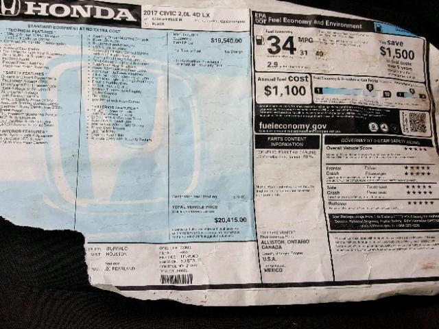 2HGFC2F50HH560657 - 2017 HONDA CIVIC LX BLUE photo 9