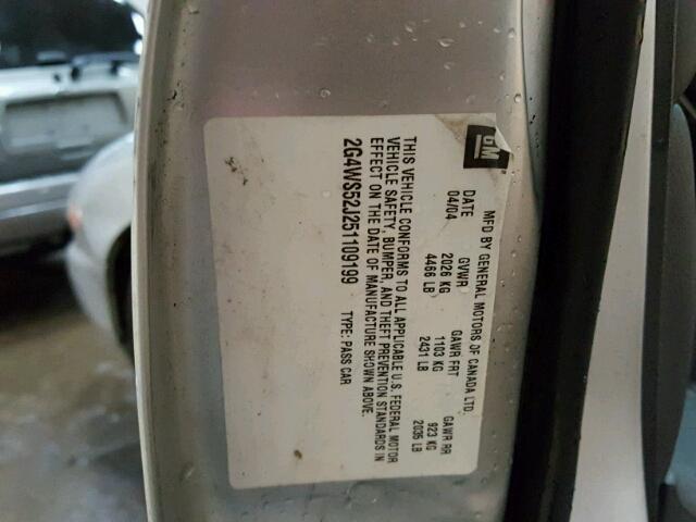 2G4WS52J251109199 - 2005 BUICK CENTURY CU SILVER photo 10