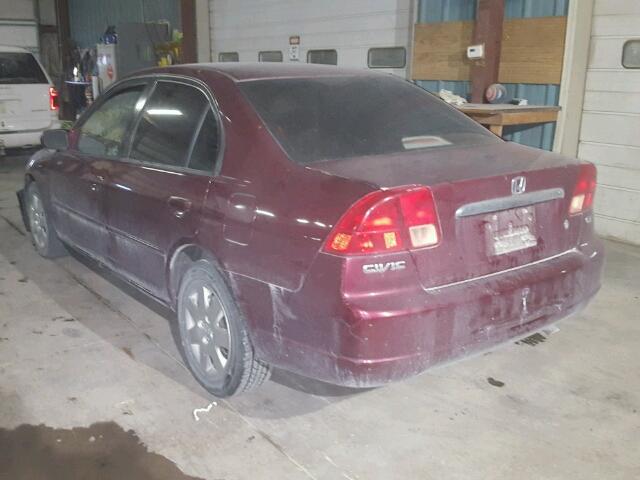 1HGES26762L065499 - 2002 HONDA CIVIC EX 红色 照片 3