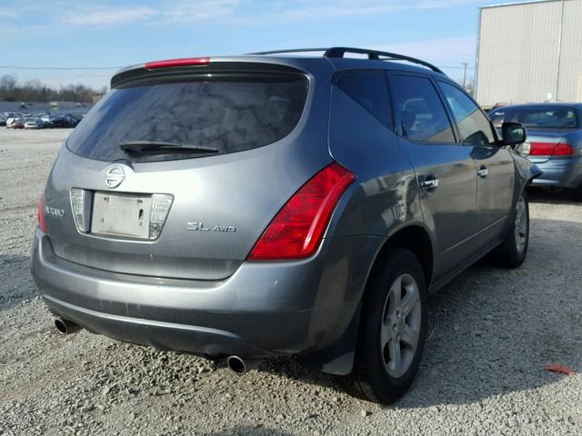 JN8AZ08W55W415472 - 2005 NISSAN MURANO SL GRAY photo 4