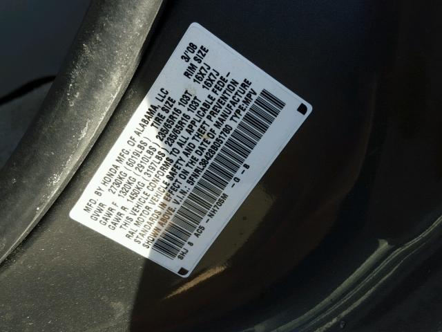 5FNRL38428B051780 - 2008 HONDA ODYSSEY EX GRAY photo 10