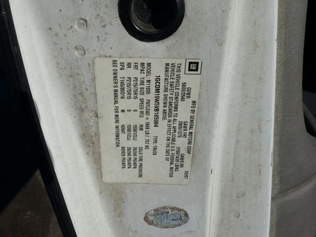 1GCDM19W5VB185984 - 1997 CHEVROLET ASTRO WHITE photo 10