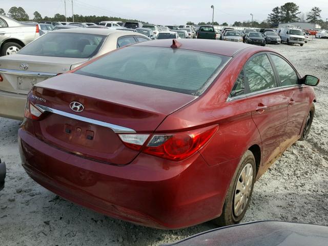 5NPEB4AC7BH085005 - 2011 HYUNDAI SONATA GLS RED photo 4