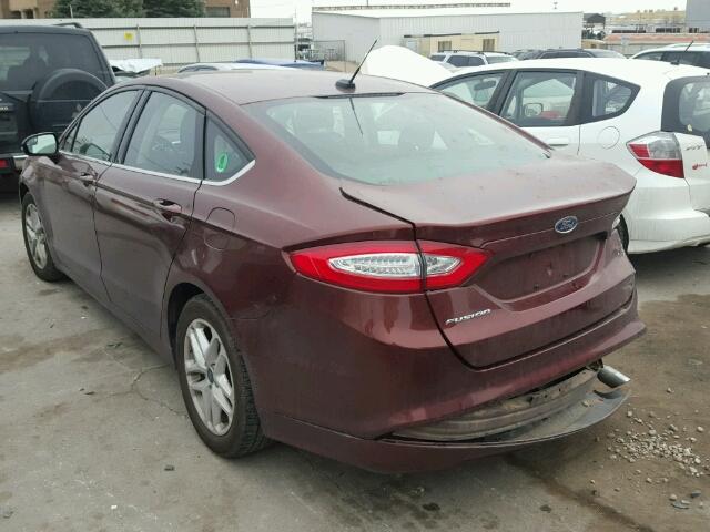 3FA6P0H75GR260885 - 2016 FORD FUSION SE BURGUNDY photo 3