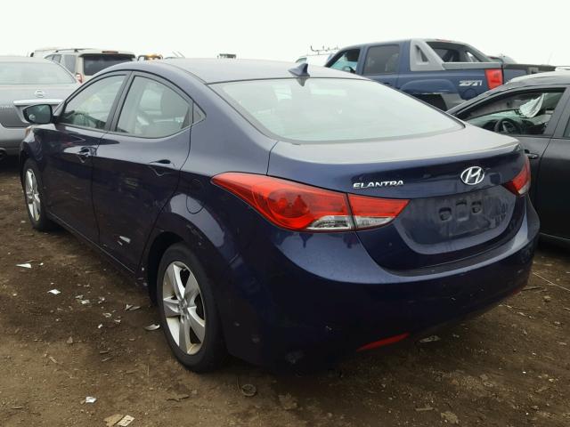 5NPDH4AE7CH081582 - 2012 HYUNDAI ELANTRA GL BLUE photo 3