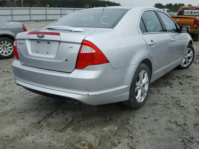 3FAHP0HA8CR382865 - 2012 FORD FUSION SE SILVER photo 4