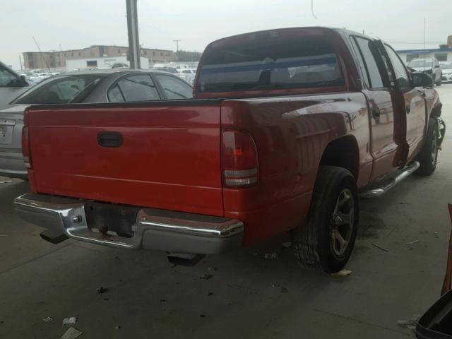 1B7GL2AN71S280887 - 2001 DODGE DAKOTA QUA RED photo 4