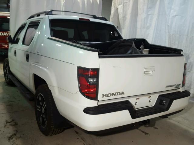 5FPYK1F70DB016253 - 2013 HONDA RIDGELINE WHITE photo 3