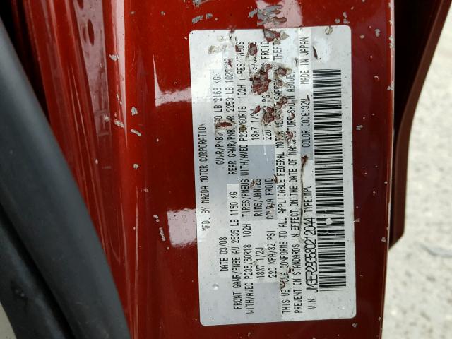 JM3ER293580212044 - 2008 MAZDA CX-7 RED photo 10