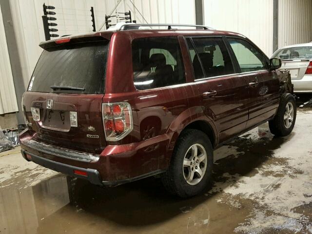 2HKYF18407H001466 - 2007 HONDA PILOT EX BURGUNDY photo 4