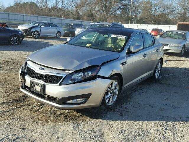 KNAGN4A79B5178236 - 2011 KIA OPTIMA EX SILVER photo 2