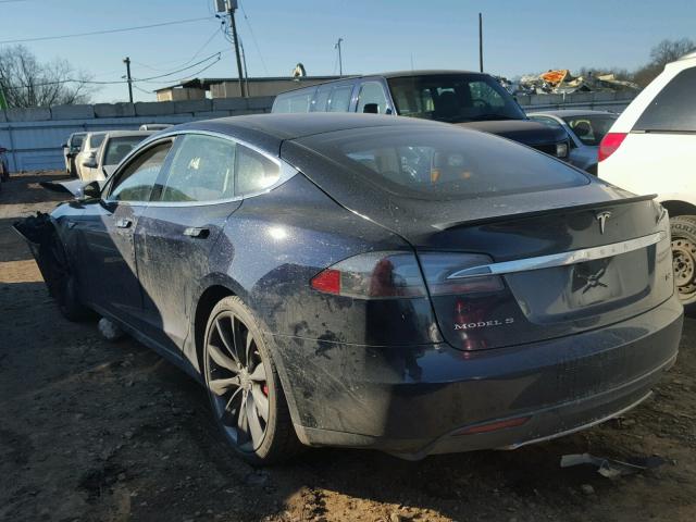 5YJSA1H1XEFP32752 - 2014 TESLA MODEL S BLUE photo 3