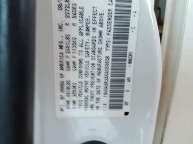 19UUA66246A069658 - 2006 ACURA 3.2TL WHITE photo 10