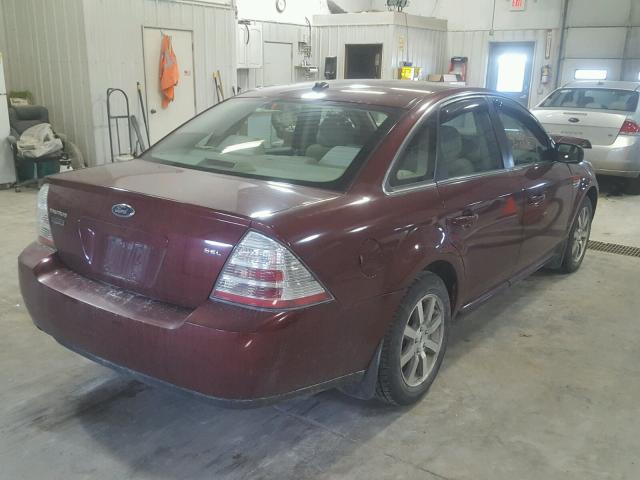 1FAHP24W38G157376 - 2008 FORD TAURUS SEL MAROON photo 4