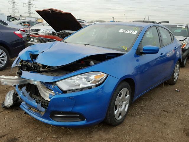 1C3CDFAA5GD506717 - 2016 DODGE DART SE BLUE photo 2