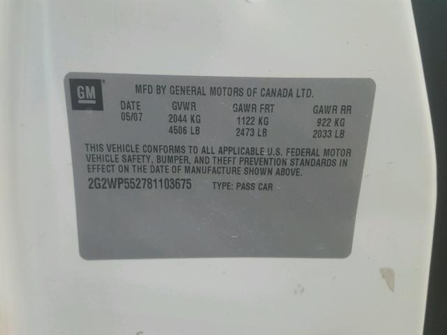 2G2WP552781103675 - 2008 PONTIAC GRAND PRIX Ağ foto 10