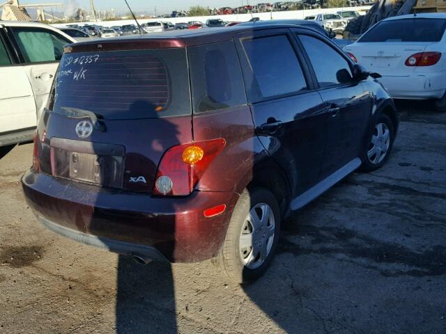 JTKKT624650083534 - 2005 TOYOTA SCION XA MAROON photo 4