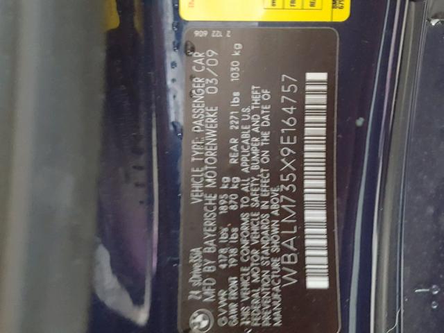 WBALM735X9E164757 - 2009 BMW Z4 SDRIVE3 蓝色 照片 10