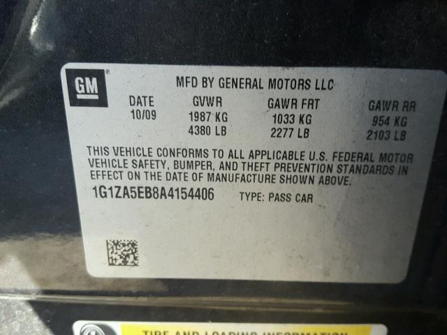 1G1ZA5EB8A4154406 - 2010 CHEVROLET MALIBU LS GRAY photo 10