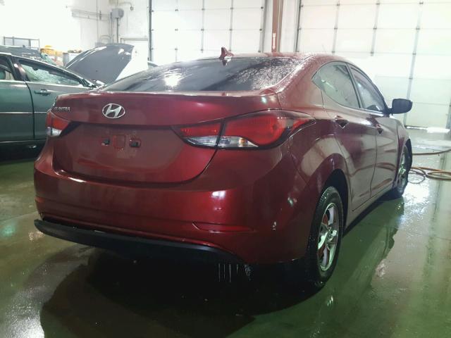 5NPDH4AE2FH575515 - 2015 HYUNDAI ELANTRA SE BURGUNDY photo 4