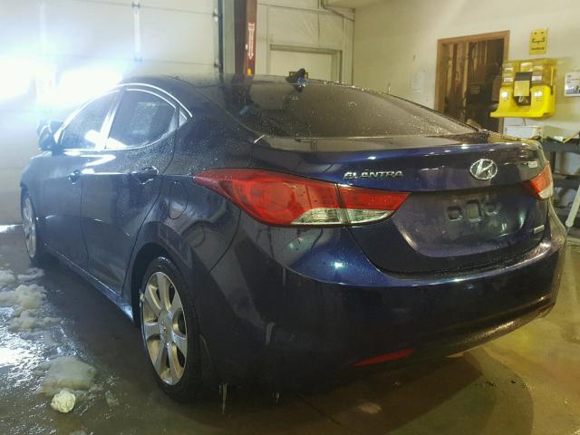 5NPDH4AEXCH143749 - 2012 HYUNDAI ELANTRA GL BLUE photo 3