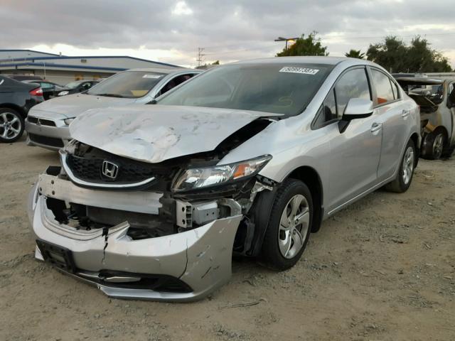 19XFB2F55DE245117 - 2013 HONDA CIVIC LX SILVER photo 2