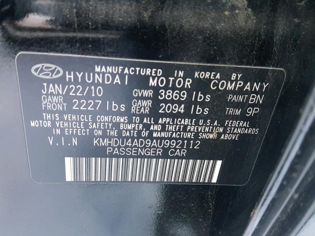 KMHDU4AD9AU992112 - 2010 HYUNDAI ELANTRA BL BLACK photo 10