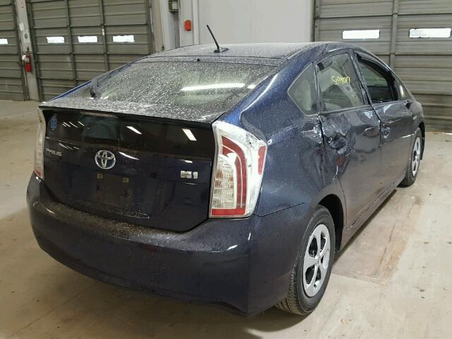 JTDKN3DU3E1740782 - 2014 TOYOTA PRIUS BLUE photo 4