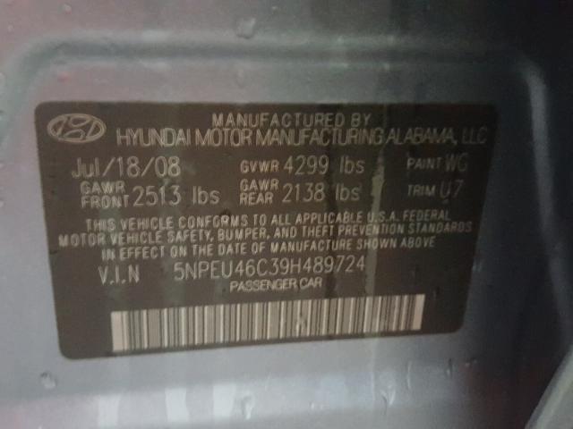 5NPEU46C39H489724 - 2009 HYUNDAI SONATA SE BLUE photo 10