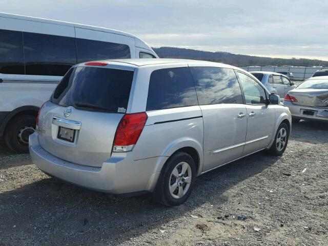 5N1BV28U28N115724 - 2008 NISSAN QUEST S SILVER photo 4