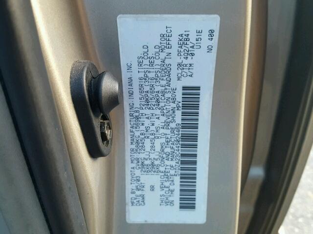 5TDZA23C44S024469 - 2004 TOYOTA SIENNA CE GOLD photo 10