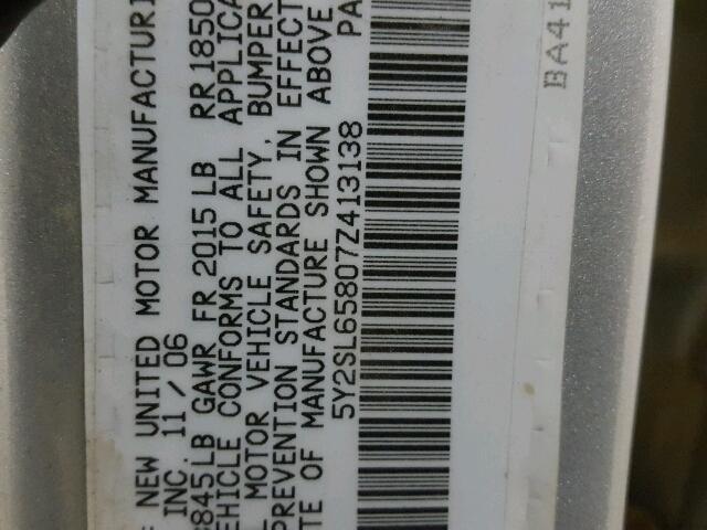 5Y2SL65807Z413138 - 2007 PONTIAC VIBE SILVER photo 10