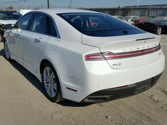 3LN6L2LU2ER822877 - 2014 LINCOLN MKZ HYBRID WHITE photo 3