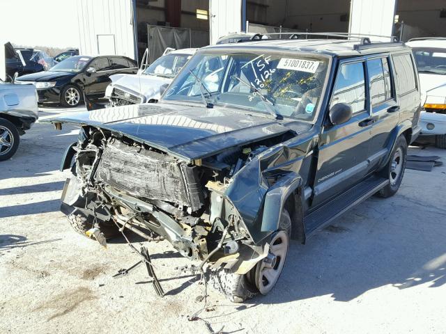 1J4FT48S6YL103443 - 2000 JEEP CHEROKEE S GREEN photo 2