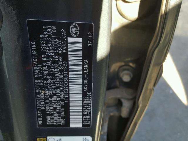 4T1BE32KX5U011223 - 2005 TOYOTA CAMRY LE GREEN photo 10