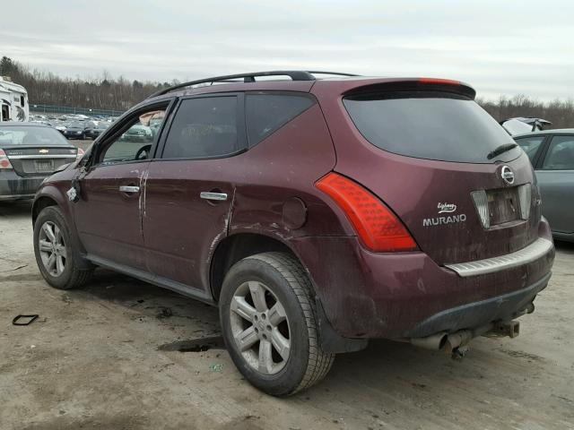 JN8AZ08W67W600410 - 2007 NISSAN MURANO SL MAROON photo 3