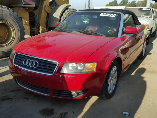 WAUAT48H93K012313 - 2003 AUDI A4 3.0 CAB RED photo 2