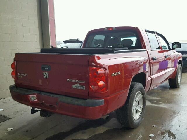 1D7CW3GP9AS200550 - 2010 DODGE DAKOTA SXT RED photo 4