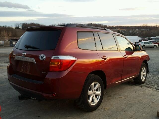 5TDJK3EH7AS036586 - 2010 TOYOTA HIGHLANDER RED photo 4