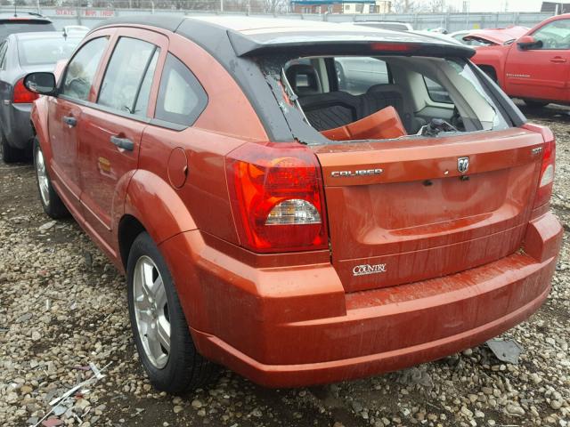 1B3HB48B57D415295 - 2007 DODGE CALIBER SX ORANGE photo 3