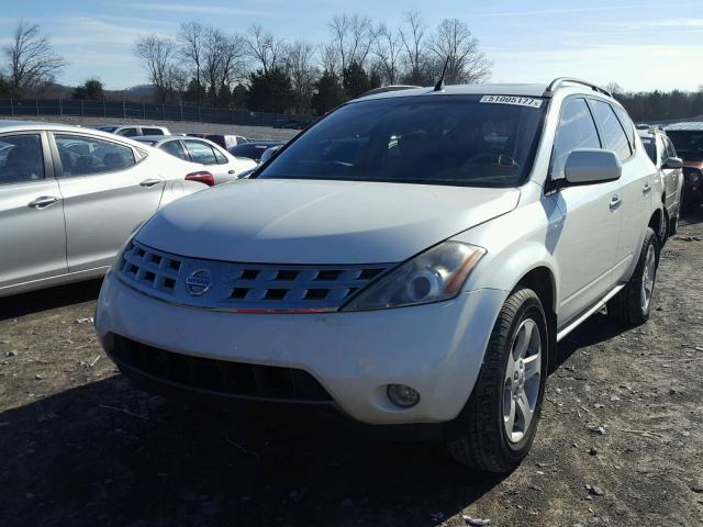 JN8AZ08W35W410884 - 2005 NISSAN MURANO SL WHITE photo 2