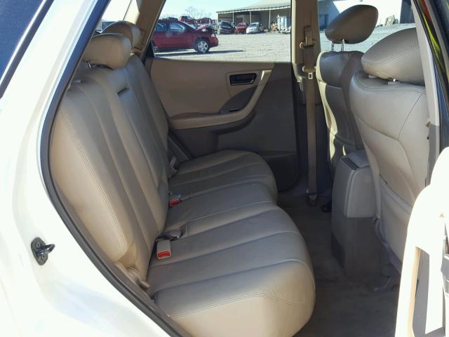 JN8AZ08W35W410884 - 2005 NISSAN MURANO SL WHITE photo 6