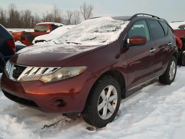 JN8AZ18W39W154130 - 2009 NISSAN MURANO S RED photo 2