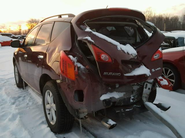 JN8AZ18W39W154130 - 2009 NISSAN MURANO S RED photo 3