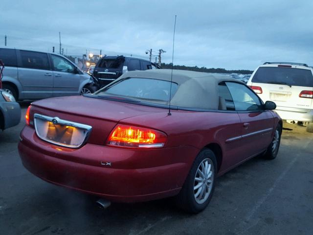 1C3EL45U31N595760 - 2001 CHRYSLER SEBRING LX RED photo 4