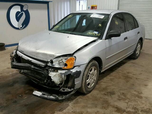 1HGES16581L068430 - 2001 HONDA CIVIC LX SILVER photo 2